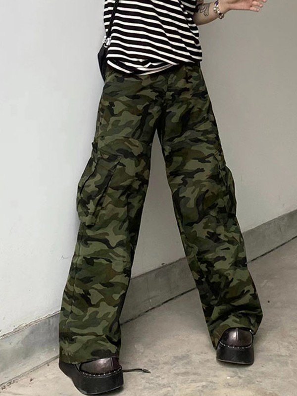 EMMIOL Retro Camo Print Cargo Pants