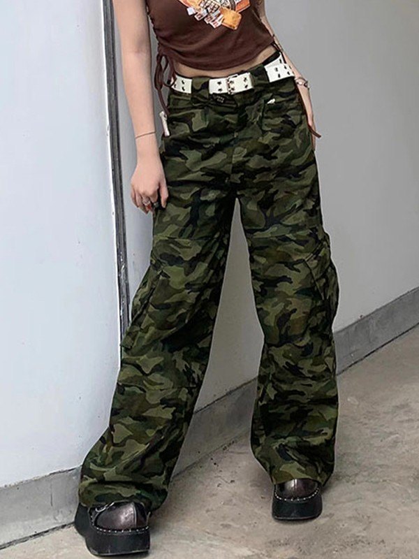 EMMIOL Retro Camo Print Cargo Pants