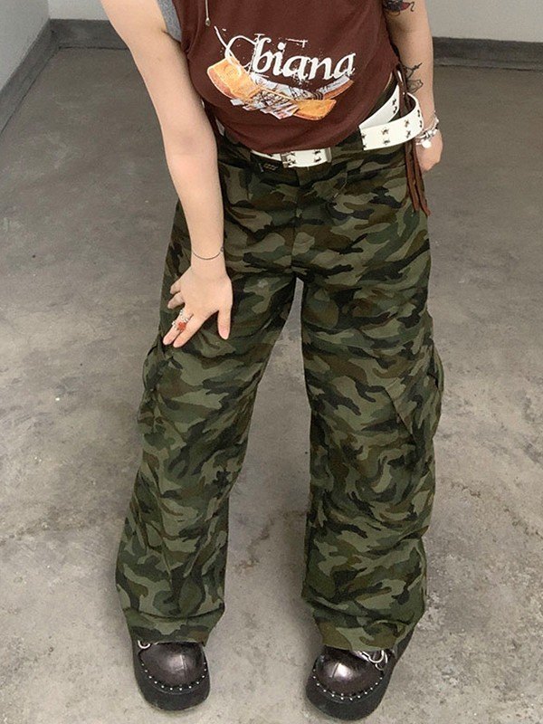 EMMIOL Retro Camo Print Cargo Pants