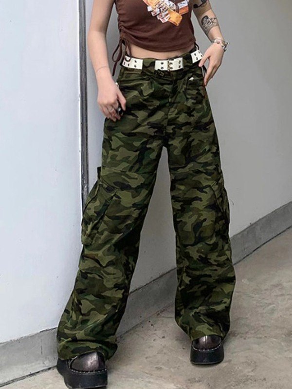 EMMIOL Retro Camo Print Cargo Pants
