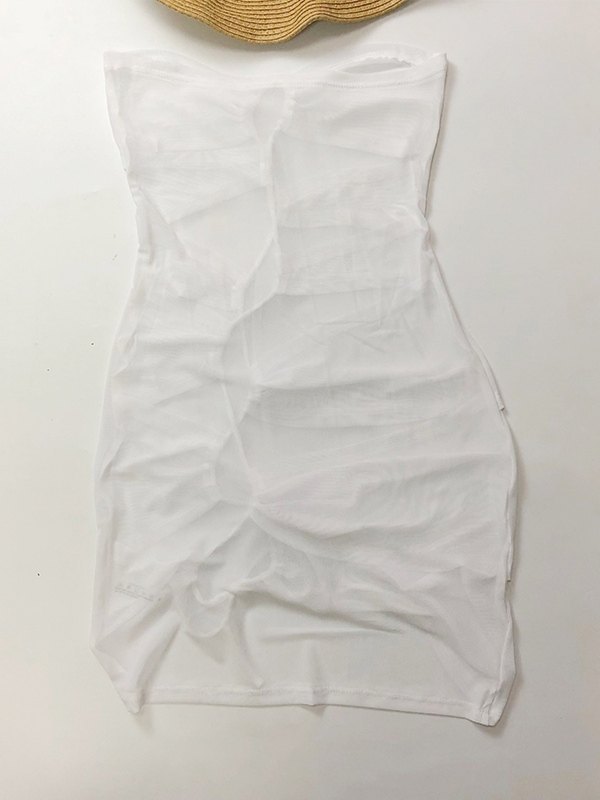 EMMIOL Vestido tipo pareo de malla transparente con recortes