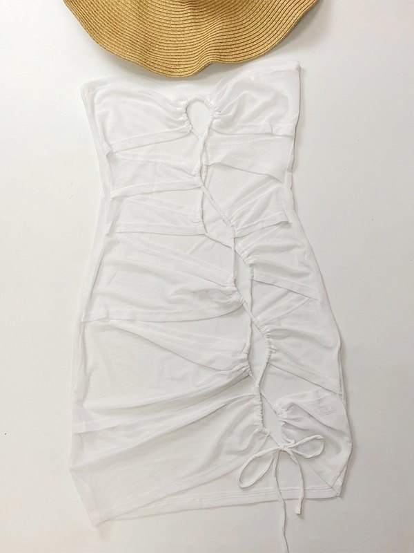 EMMIOL Vestido tipo pareo de malla transparente con recortes