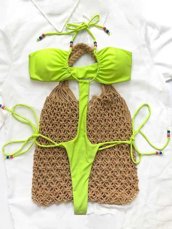 EMMIOL Traje de baño de una pieza con cuello halter cruzado