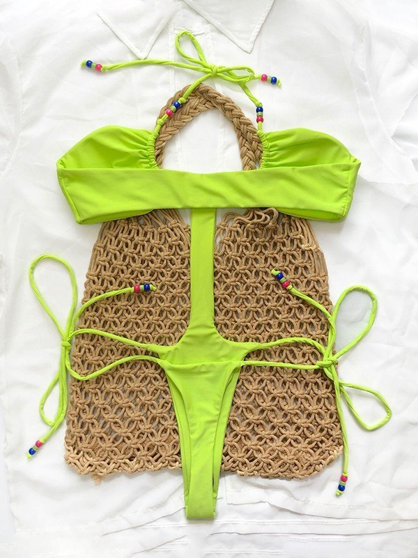 EMMIOL Traje de baño de una pieza con cuello halter cruzado