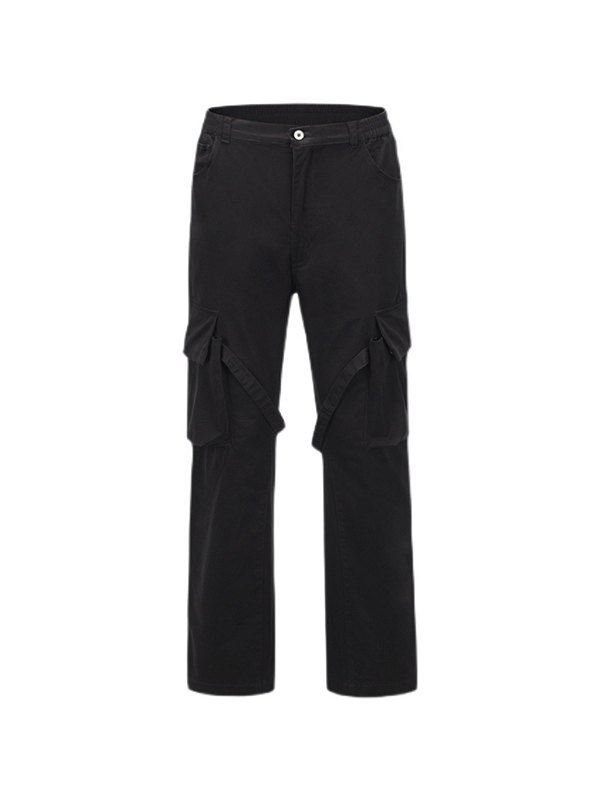 EMMIOL Pantalones cargo negros de pierna recta para hombre