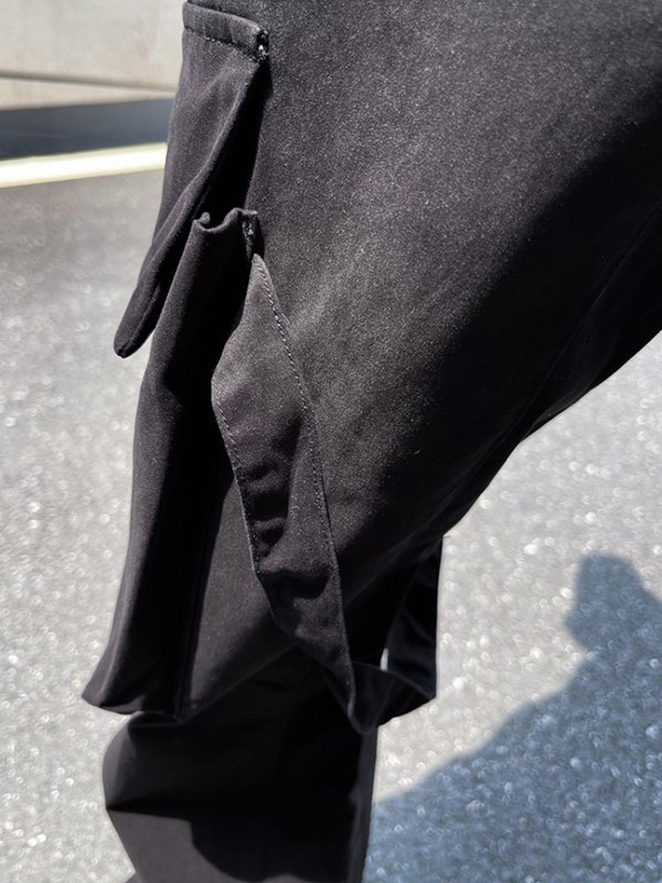 EMMIOL Pantalones cargo negros de pierna recta para hombre