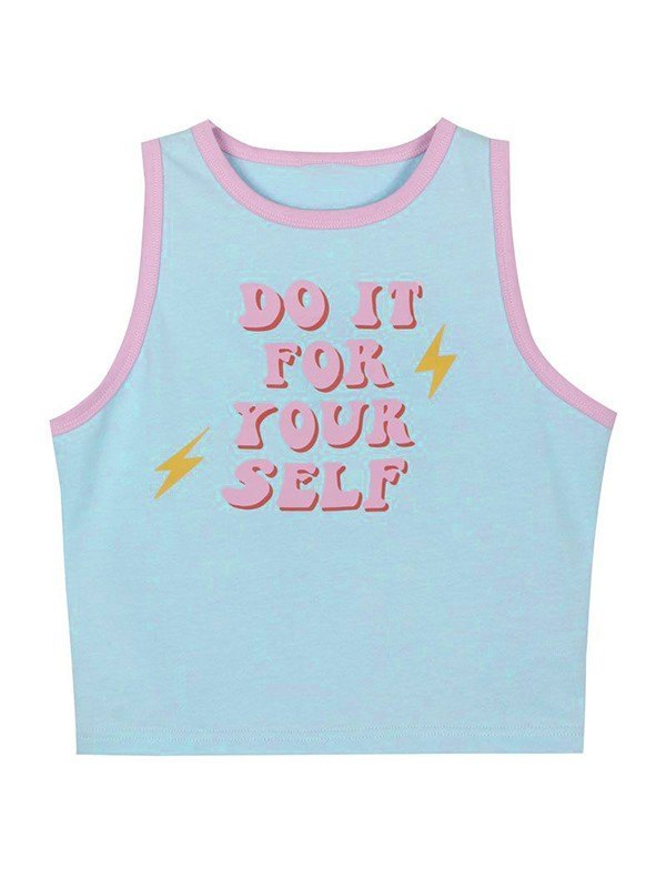 EMMIOL Letter Print Y2K Cropped Tank Top