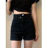 EMMIOL Shorts de mezclilla ajustados con cintura alta y dobladillo con puños