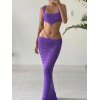 EMMIOL Lace Up Crochet Knit Two Piece Set