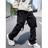 EMMIOL Pantalones cargo negros de pierna recta para hombre