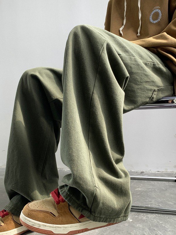 EMMIOL Jeans rectos vintage con lavado oscuro para hombre