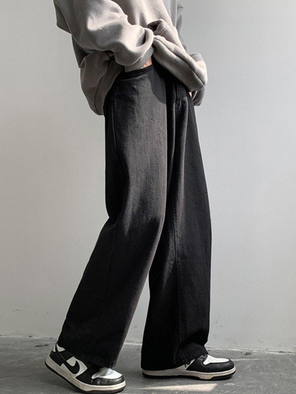 EMMIOL Jeans rectos vintage con lavado oscuro para hombre