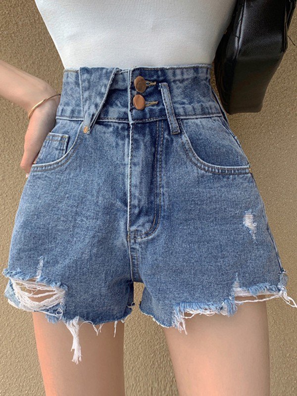 EMMIOL Cut Off Distressed Denim Shorts