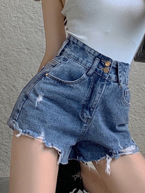 EMMIOL Cut Off Distressed Denim Shorts