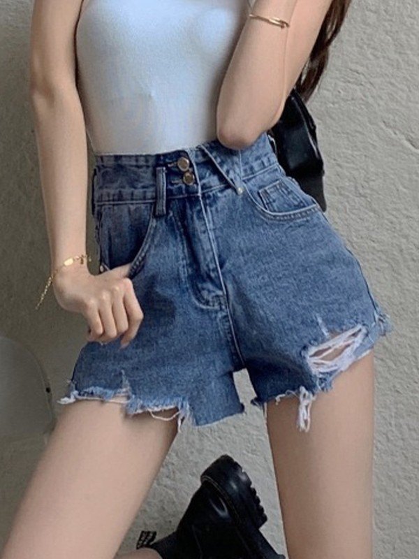 EMMIOL Cut Off Distressed Denim Shorts