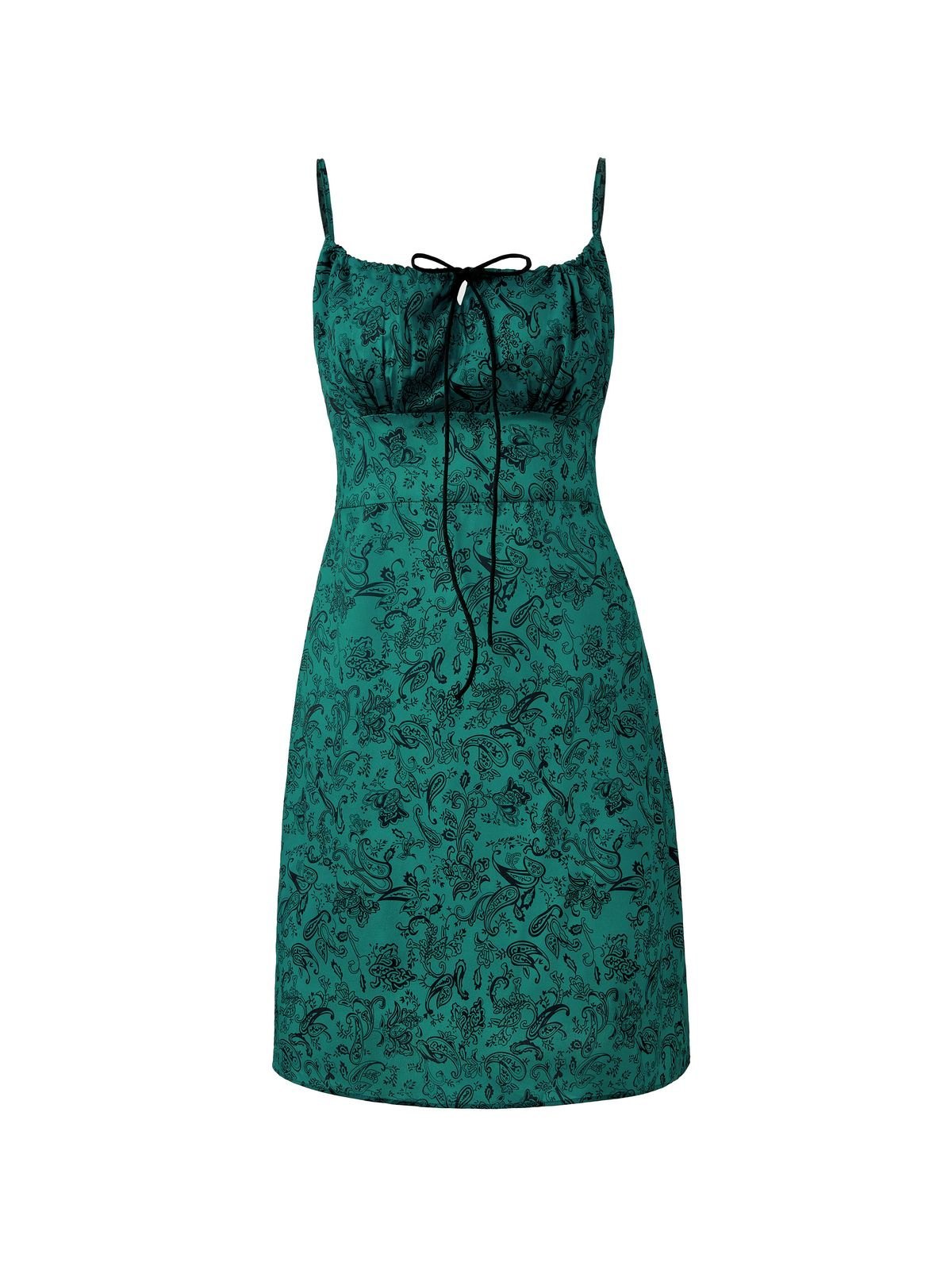 EMMIOL Minivestido con estampado de cachemira y cordones