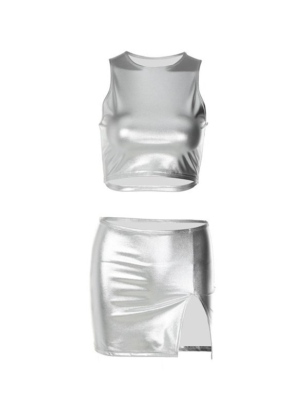 EMMIOL Conjunto de dos piezas en plata metalizada