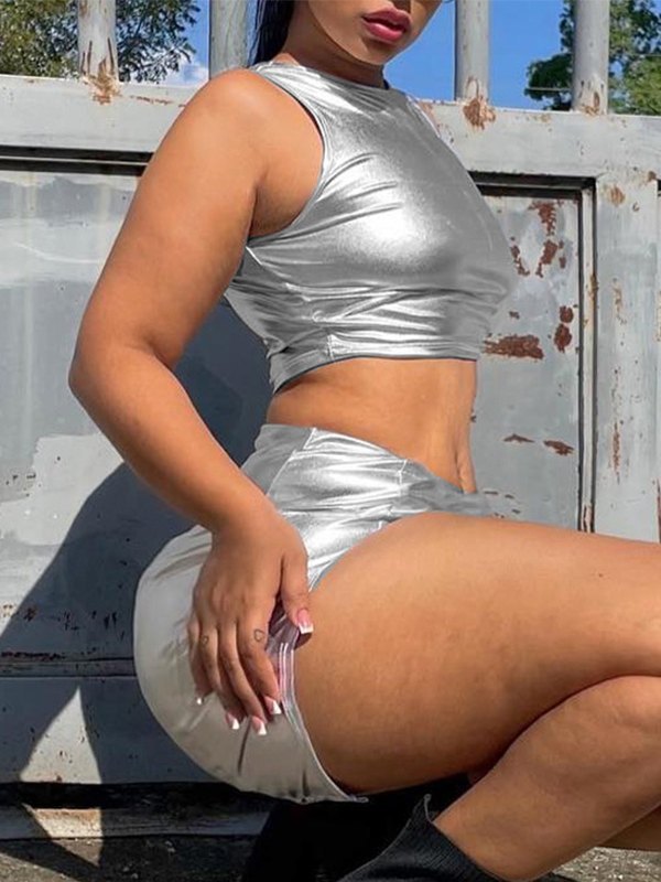 EMMIOL Conjunto de dos piezas en plata metalizada