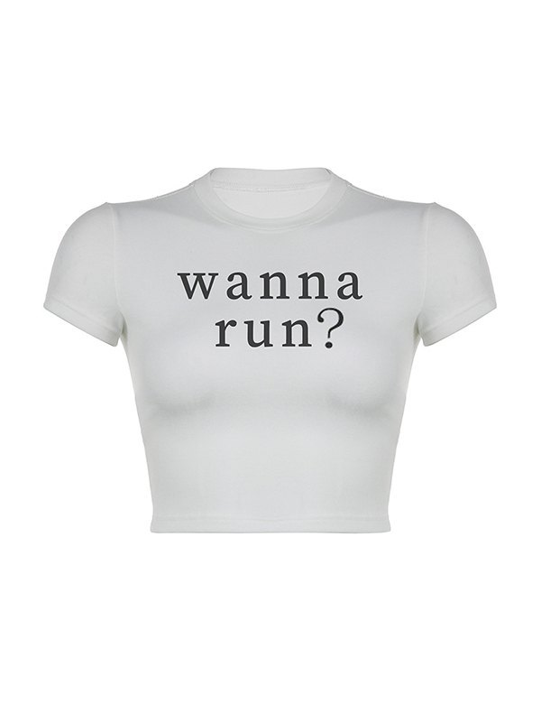 EMMIOL Wanna Run White Crop Top
