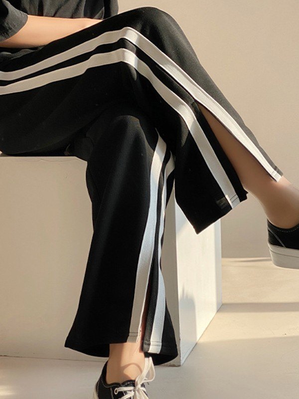 EMMIOL Pantalones de chándal de pierna recta con abertura lateral