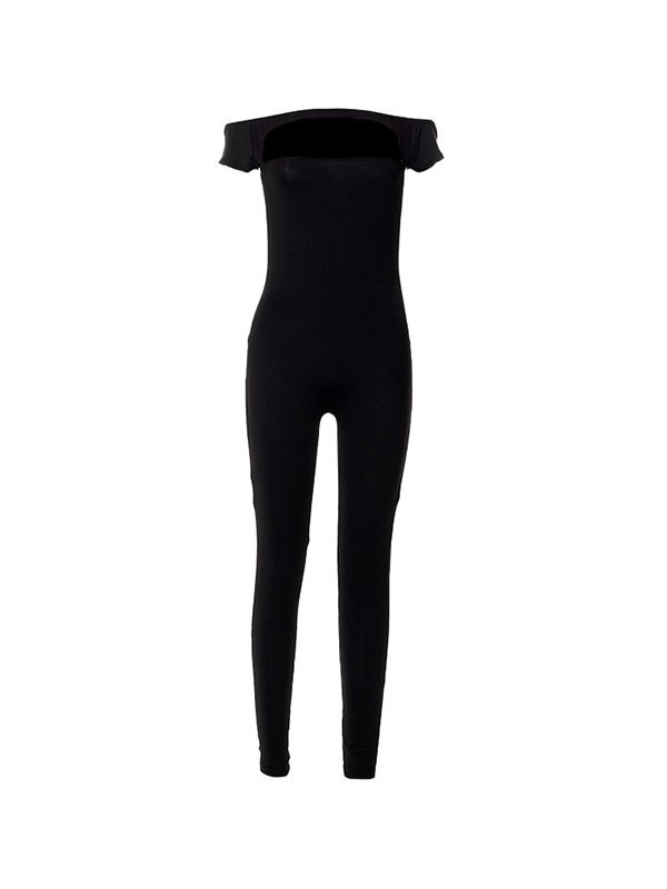 EMMIOL Mono negro con hombros descubiertos y hombros descubiertos