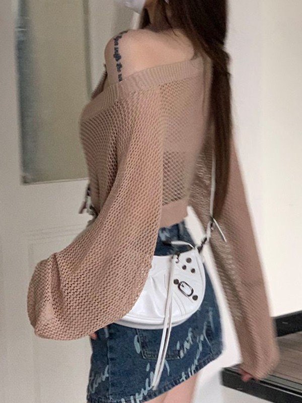 EMMIOL Cover Up Open Knit Crop Top