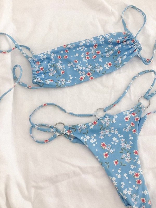 EMMIOL Conjunto de bikini de hilo floral O Ring
