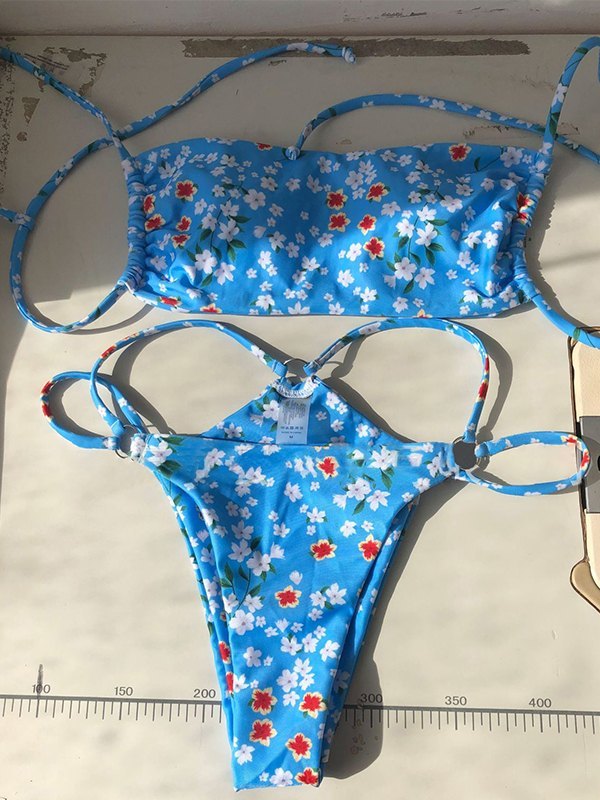 EMMIOL Conjunto de bikini de hilo floral O Ring
