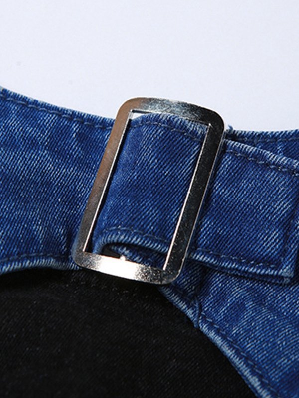 EMMIOL Patchwork Strapless Denim Corset Top