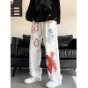 EMMIOL Men's Graffiti Print Loose Jeans