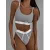EMMIOL Conjunto de lencería deportiva con ribetes en contraste
