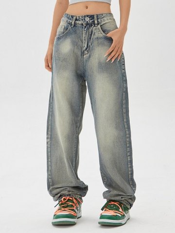 Faded Denim Baggy Boyfriend Jeans