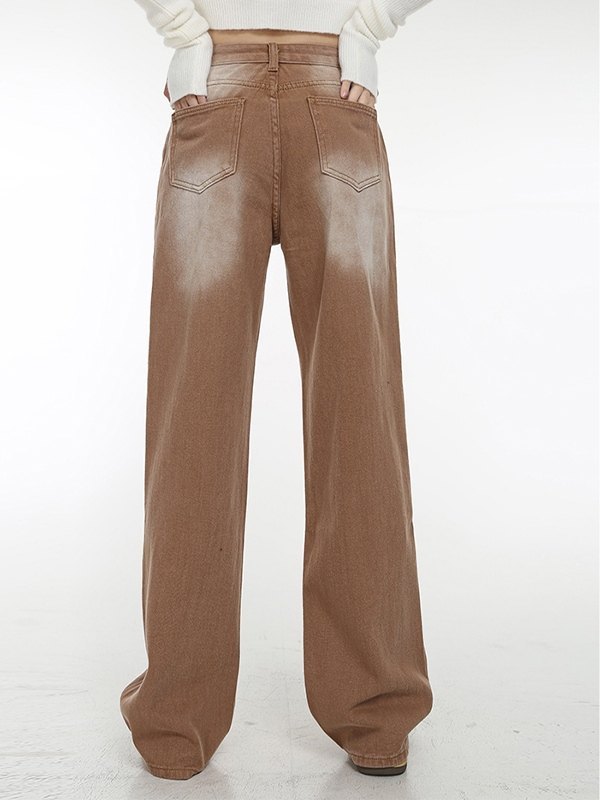 EMMIOL Vintage Brown Baggy Boyfriend Jeans