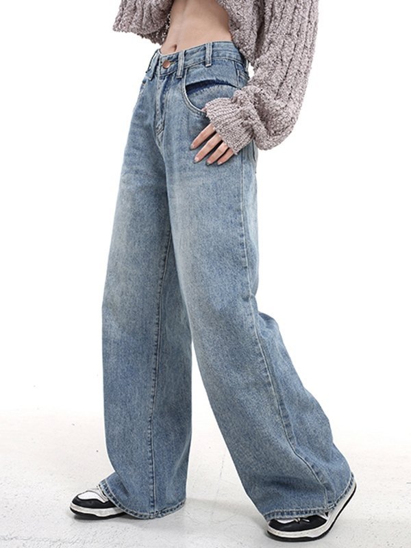 EMMIOL 90s Blue Baggy Boyfriend Jeans