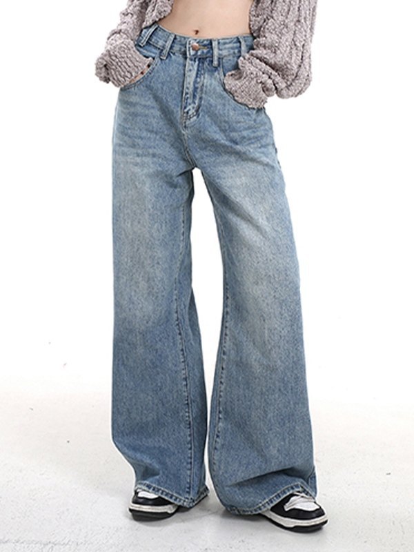 EMMIOL 90s Blue Baggy Boyfriend Jeans