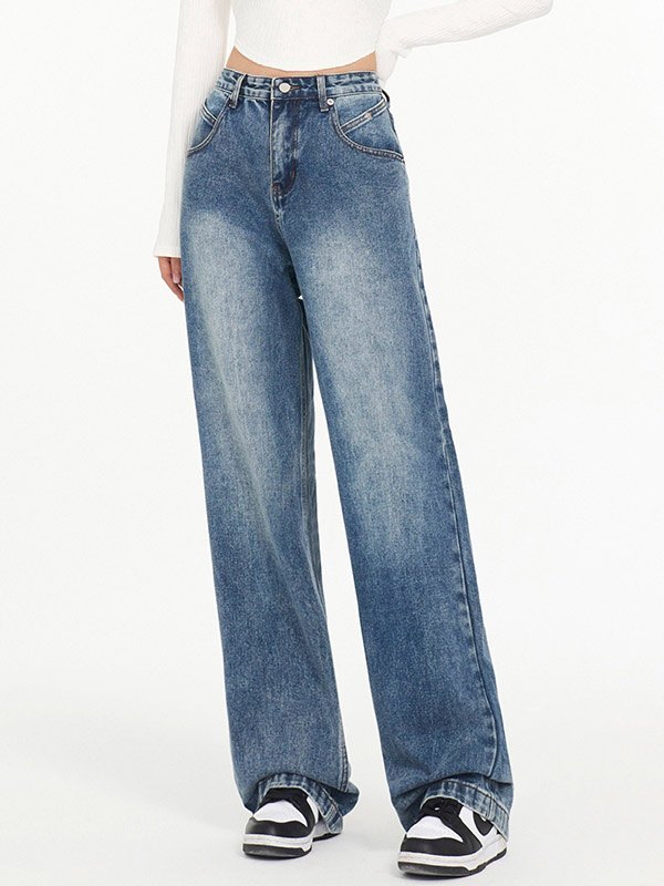 EMMIOL Baggy Boyfriend-Jeans aus gewaschenem Denim