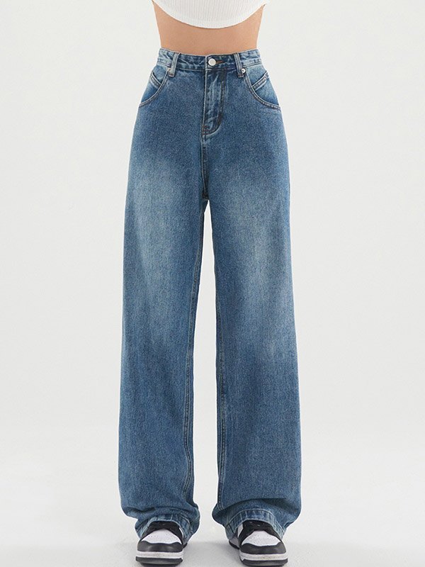 EMMIOL Baggy Boyfriend-Jeans aus gewaschenem Denim