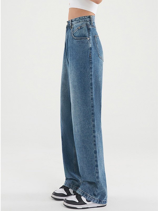 EMMIOL Baggy Boyfriend-Jeans aus gewaschenem Denim