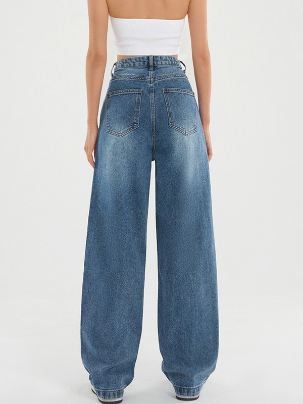 EMMIOL Baggy Boyfriend-Jeans aus gewaschenem Denim