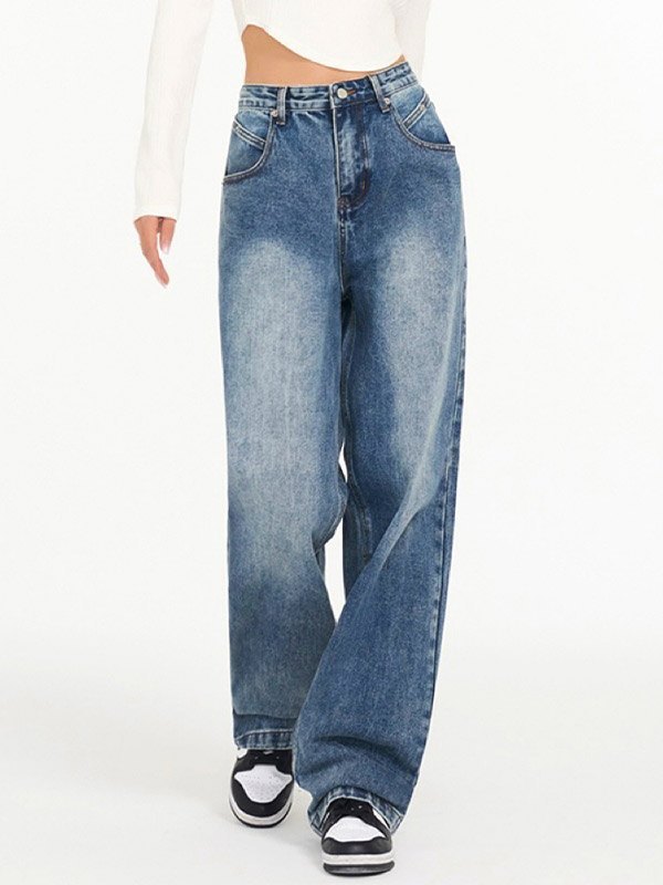 EMMIOL Baggy Boyfriend-Jeans aus gewaschenem Denim
