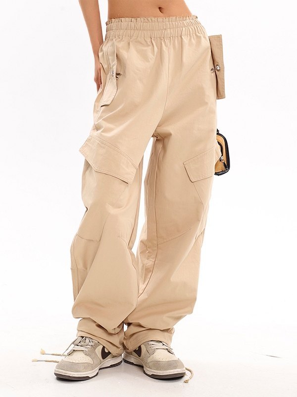 EMMIOL Pantalones cargo holgados de color caqui vintage
