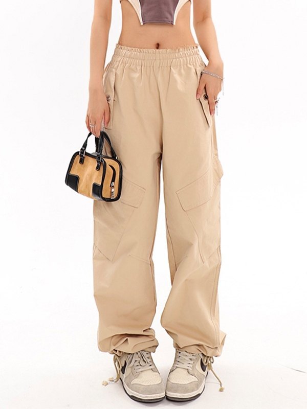 EMMIOL Pantalones cargo holgados de color caqui vintage