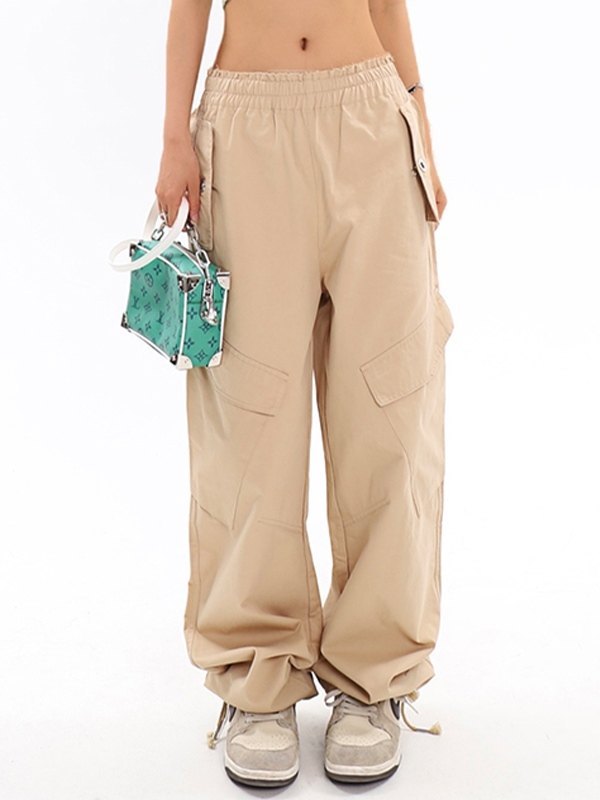 EMMIOL Pantalones cargo holgados de color caqui vintage
