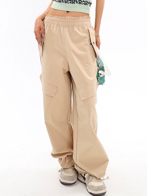 EMMIOL Pantalones cargo holgados de color caqui vintage