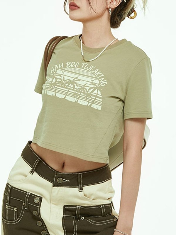 EMMIOL Top corto verde Vintage West Coast