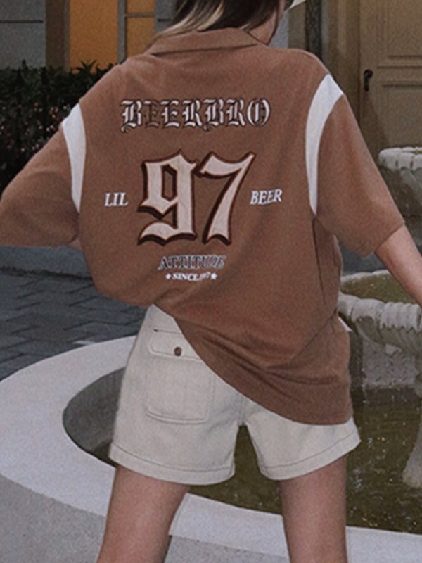 EMMIOL Contrasting Oversized Polo Neck Tee