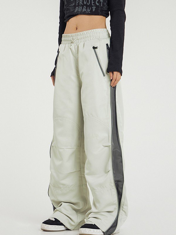 EMMIOL Zip Fly Baggy Parachute Pants