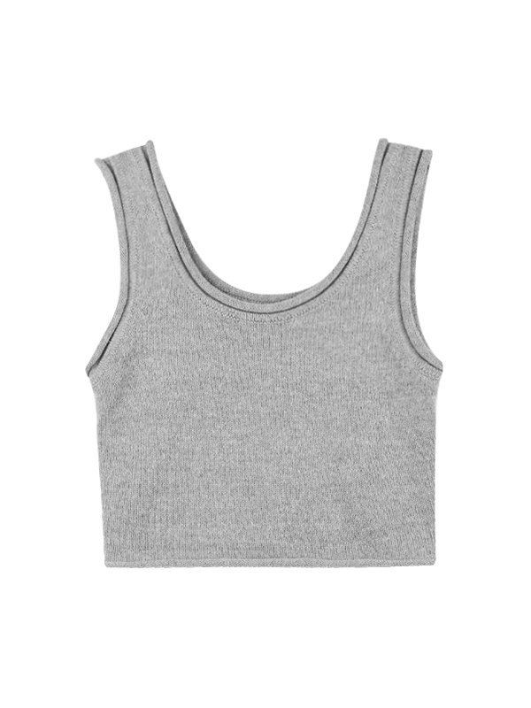 EMMIOL Gray Knitted Cropped Tank Top