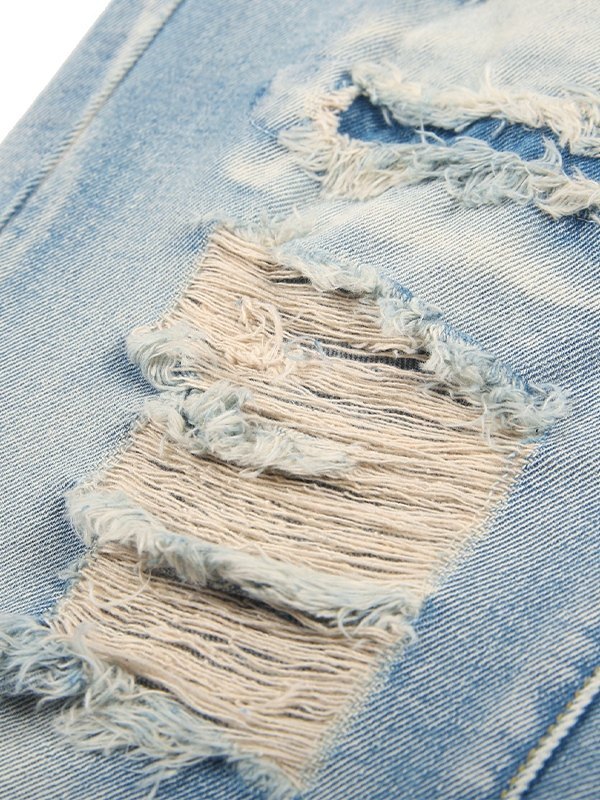 EMMIOL Jeans desgastados de pierna recta para hombre