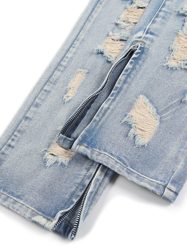 EMMIOL Jeans desgastados de pierna recta para hombre